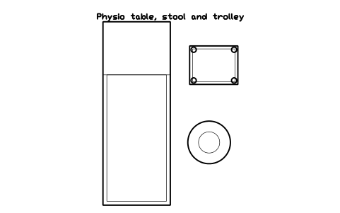 Preview of the Physio table, stool and trolley symbol, block GYM_RC_PHYSIO_TABLE