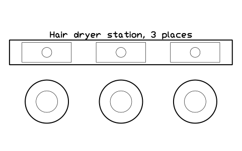 Preview of the Hair dryer station, 3 places symbol, block GYM_SP_HAIRDRYER_3