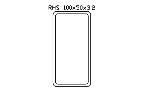 RHS 100x50x3.2 sembolünün önizlemesi, blok SEC_RHS100X50X3.2