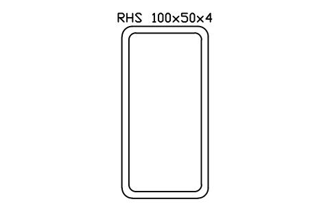 RHS 100x50x4 sembolünün önizlemesi, blok SEC_RHS100X50X4