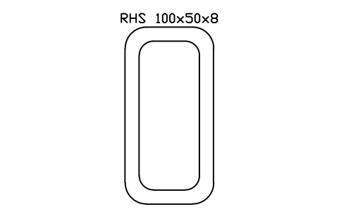 RHS 100x50x8 sembolünün önizlemesi, blok SEC_RHS100X50X8