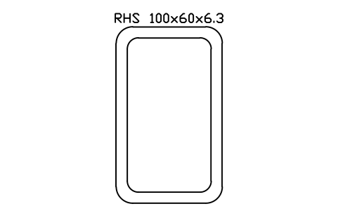 RHS 100x60x6.3 sembolünün önizlemesi, blok SEC_RHS100X60X6.3