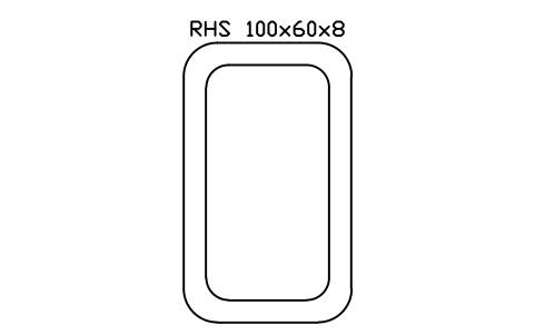 RHS 100x60x8 sembolünün önizlemesi, blok SEC_RHS100X60X8