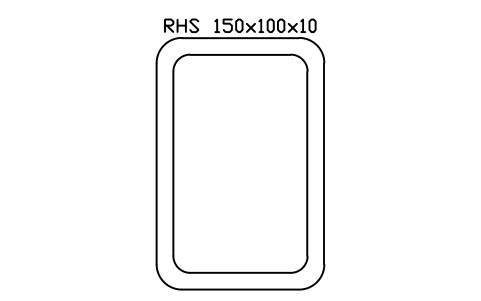 RHS 150x100x10 sembolünün önizlemesi, blok SEC_RHS150X100X10