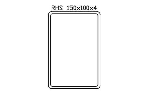 RHS 150x100x4 sembolünün önizlemesi, blok SEC_RHS150X100X4