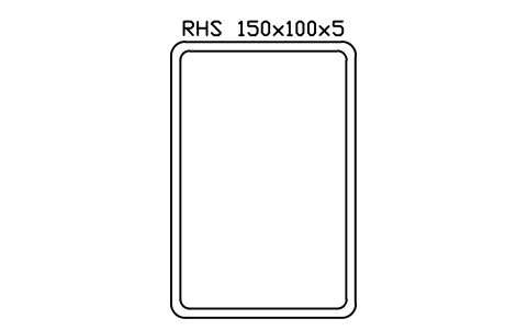 RHS 150x100x5 sembolünün önizlemesi, blok SEC_RHS150X100X5