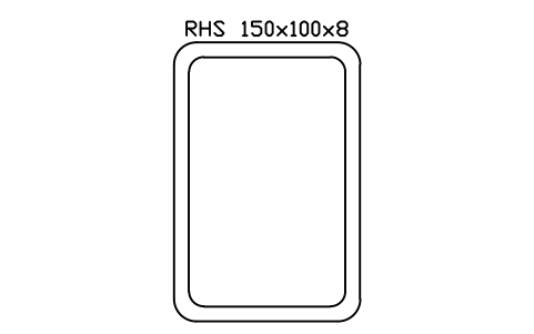 RHS 150x100x8 sembolünün önizlemesi, blok SEC_RHS150X100X8