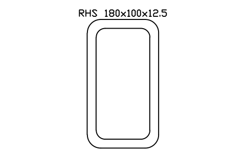 RHS 180x100x12.5 sembolünün önizlemesi, blok SEC_RHS180X100X12.5
