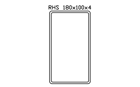RHS 180x100x4 sembolünün önizlemesi, blok SEC_RHS180X100X4