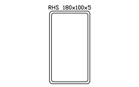 RHS 180x100x5 sembolünün önizlemesi, blok SEC_RHS180X100X5