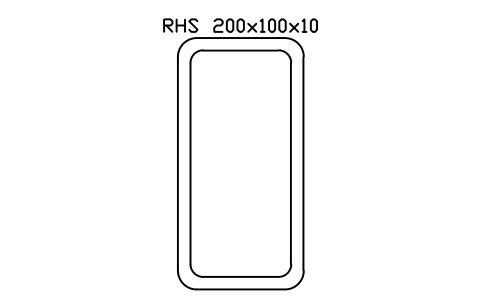 RHS 200x100x10 sembolünün önizlemesi, blok SEC_RHS200X100X10