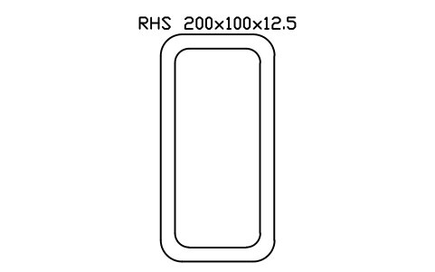 RHS 200x100x12.5 sembolünün önizlemesi, blok SEC_RHS200X100X12.5