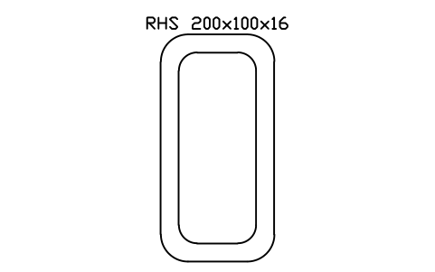 RHS 200x100x16 sembolünün önizlemesi, blok SEC_RHS200X100X16