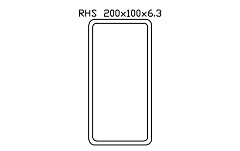 RHS 200x100x6.3 sembolünün önizlemesi, blok SEC_RHS200X100X6.3