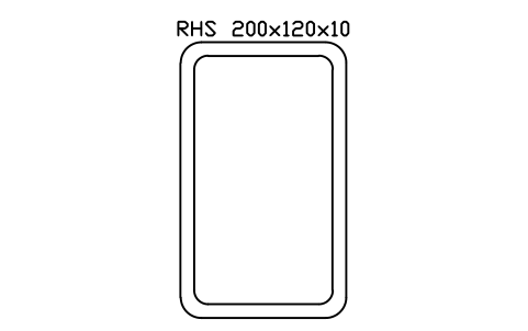 RHS 200x120x10 sembolünün önizlemesi, blok SEC_RHS200X120X10