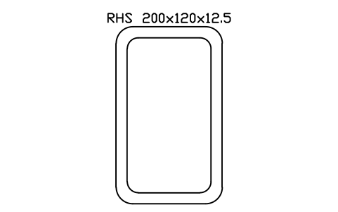 RHS 200x120x12.5 sembolünün önizlemesi, blok SEC_RHS200X120X12.5