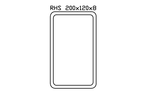 RHS 200x120x8 sembolünün önizlemesi, blok SEC_RHS200X120X8