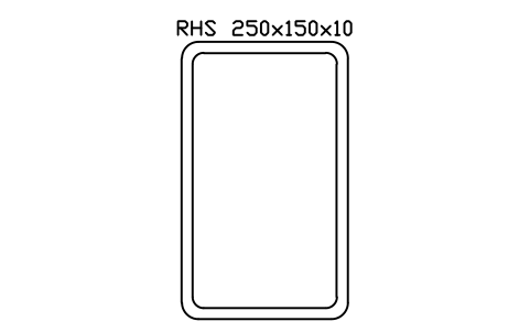 RHS 250x150x10 sembolünün önizlemesi, blok SEC_RHS250X150X10