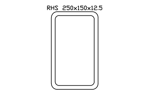 RHS 250x150x12.5 sembolünün önizlemesi, blok SEC_RHS250X150X12.5