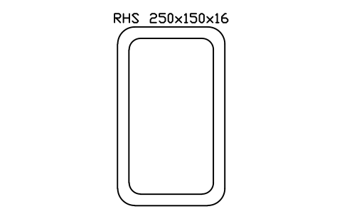 RHS 250x150x16 sembolünün önizlemesi, blok SEC_RHS250X150X16