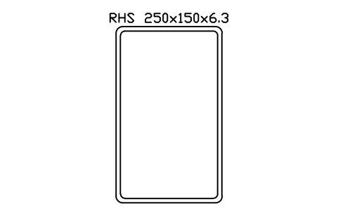 RHS 250x150x6.3 sembolünün önizlemesi, blok SEC_RHS250X150X6.3