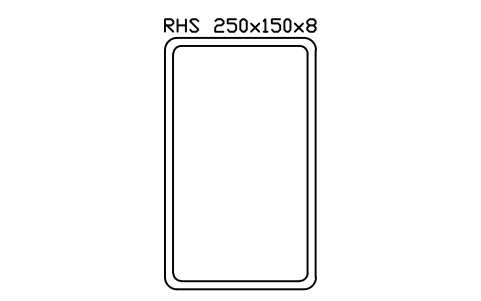 RHS 250x150x8 sembolünün önizlemesi, blok SEC_RHS250X150X8