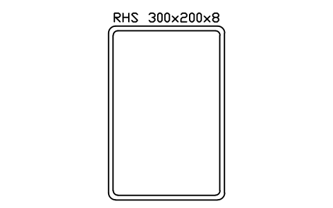 RHS 300x200x8 sembolünün önizlemesi, blok SEC_RHS300X200X8