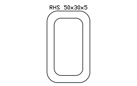 RHS 50x30x5 sembolünün önizlemesi, blok SEC_RHS50X30X5