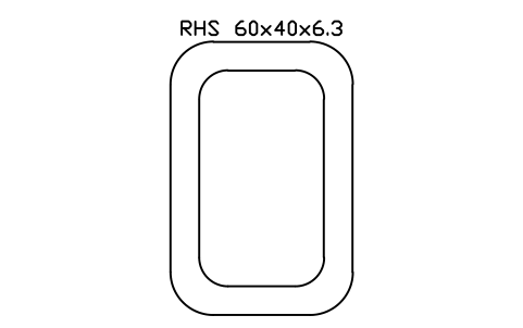 RHS 60x40x6.3 sembolünün önizlemesi, blok SEC_RHS60X40X6.3
