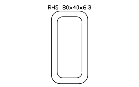 RHS 80x40x6.3 sembolünün önizlemesi, blok SEC_RHS80X40X6.3