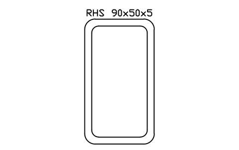 RHS 90x50x5 sembolünün önizlemesi, blok SEC_RHS90X50X5