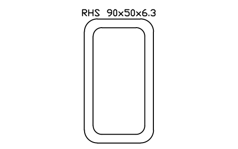 RHS 90x50x6.3 sembolünün önizlemesi, blok SEC_RHS90X50X6.3