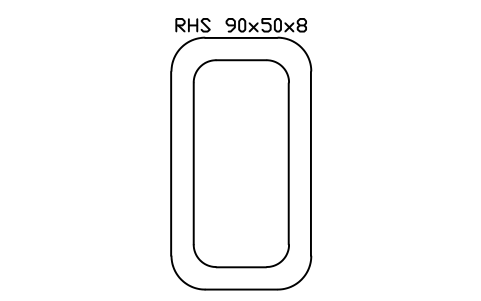 RHS 90x50x8 sembolünün önizlemesi, blok SEC_RHS90X50X8