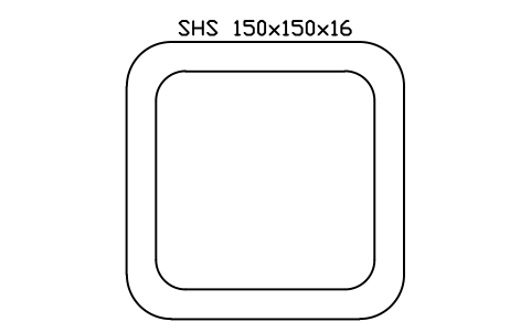 SHS 150x150x16 sembolünün önizlemesi, blok SEC_SHS150X16