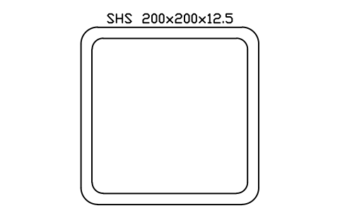 SHS 200x200x12.5 sembolünün önizlemesi, blok SEC_SHS200X12.5