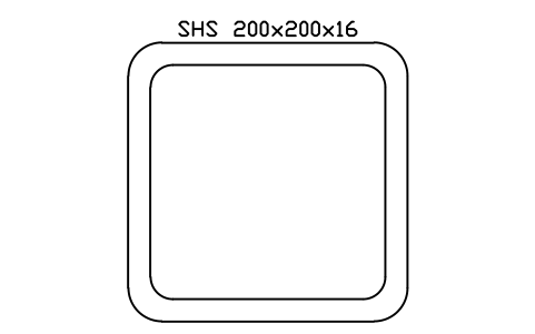 SHS 200x200x16 sembolünün önizlemesi, blok SEC_SHS200X16