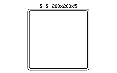 SHS 200x200x5 sembolünün önizlemesi, blok SEC_SHS200X5