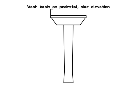 Wash basin on pedestal, side elevation sembolünün önizlemesi, blok HOM_BASIN_PEDESTAL_SIDE_ELEV