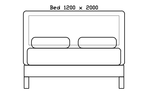 Bed 1200 x 2000 mattress, China, front elevation sembolünün önizlemesi, blok HOM_BED_CN_1200X2000_ELEV