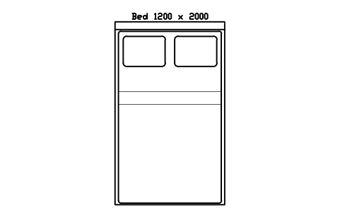 Bed 1200 x 2000 mattress, China, plan sembolünün önizlemesi, blok HOM_BED_CN_1200X2000_PLAN