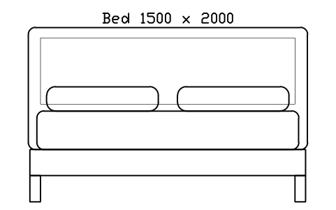 Bed 1500 x 2000 mattress, China, front elevation sembolünün önizlemesi, blok HOM_BED_CN_1500X2000_ELEV