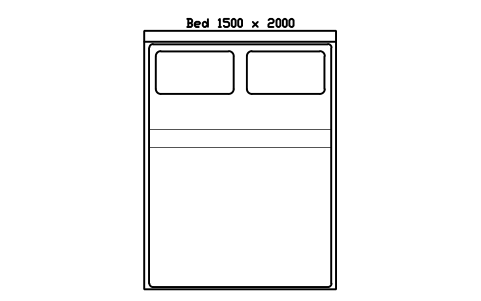 Bed 1500 x 2000 mattress, China, plan sembolünün önizlemesi, blok HOM_BED_CN_1500X2000_PLAN