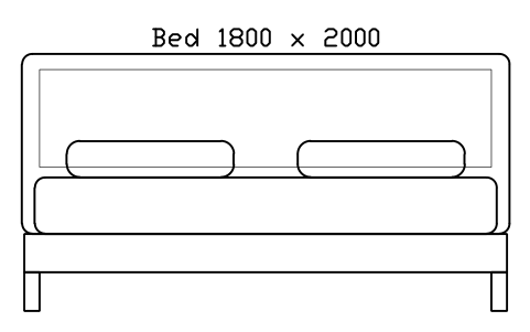 Bed 1800 x 2000 mattress, China, front elevation sembolünün önizlemesi, blok HOM_BED_CN_1800X2000_ELEV