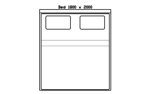 Bed 1800 x 2000 mattress, China, plan sembolünün önizlemesi, blok HOM_BED_CN_1800X2000_PLAN