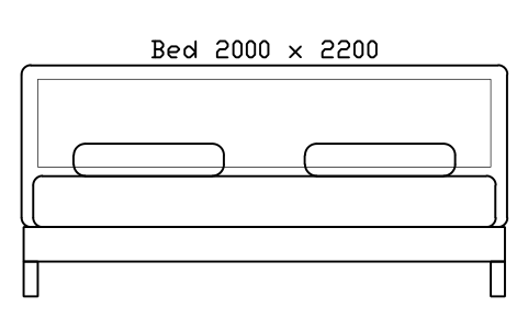 Bed 2000 x 2200 mattress, China, front elevation sembolünün önizlemesi, blok HOM_BED_CN_2000X2200_ELEV