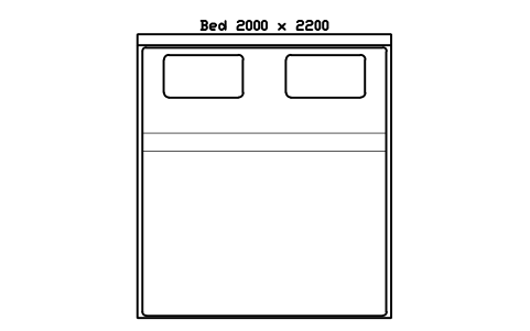 Bed 2000 x 2200 mattress, China, plan sembolünün önizlemesi, blok HOM_BED_CN_2000X2200_PLAN