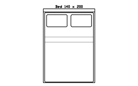 Bed 140 x 200 mattress, Europe, plan sembolünün önizlemesi, blok HOM_BED_EU_140X200_PLAN