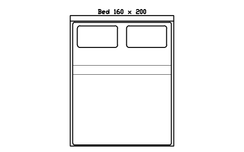 Bed 160 x 200 mattress, Europe, plan sembolünün önizlemesi, blok HOM_BED_EU_160X200_PLAN