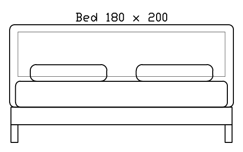 Bed 180 x 200 mattress, Europe, front elevation sembolünün önizlemesi, blok HOM_BED_EU_180X200_ELEV