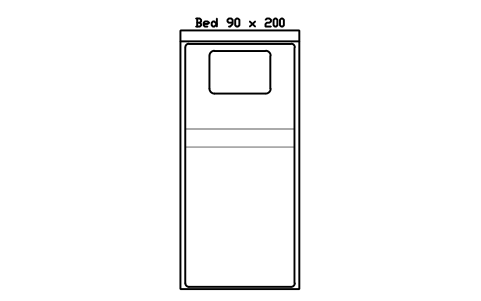 Bed 90 x 200 mattress, Europe, plan sembolünün önizlemesi, blok HOM_BED_EU_90X200_PLAN
